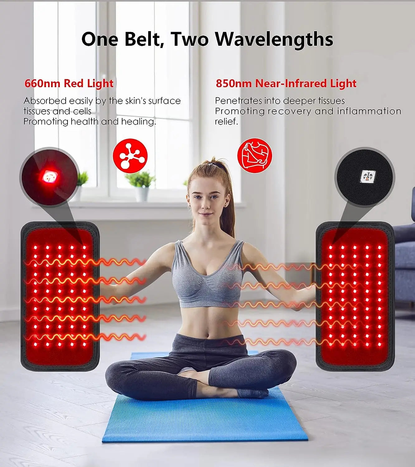 Cinto de Fototerapia LED Vermelho e Infravermelho Para Corpo