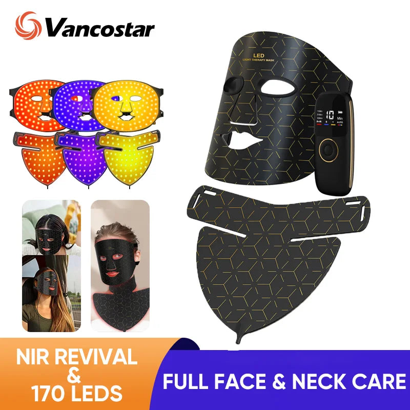 Máscara Facial LED Infravermelha 3 Cores para Fototerapia